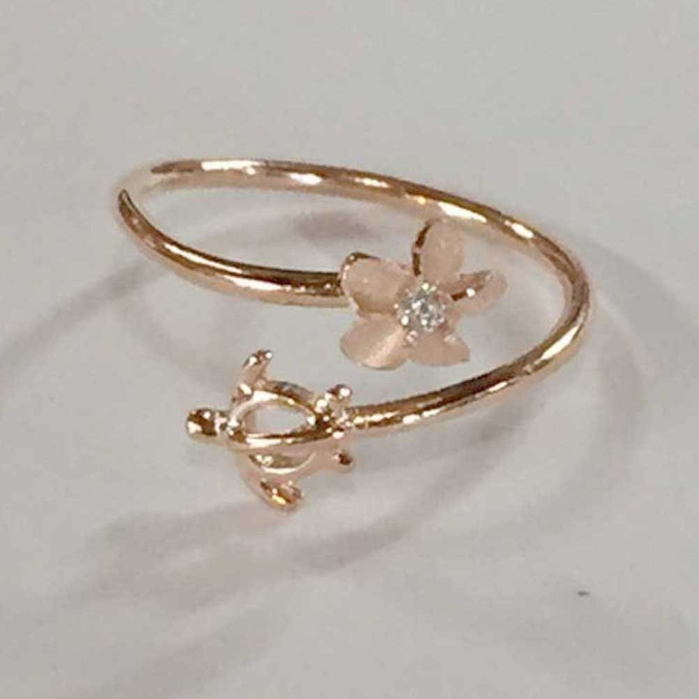 ハワイアンジュエリー ピンクシルバートゥーリング ホヌ×プルメリア/ピンキーリング Toe Ring 足用 指輪