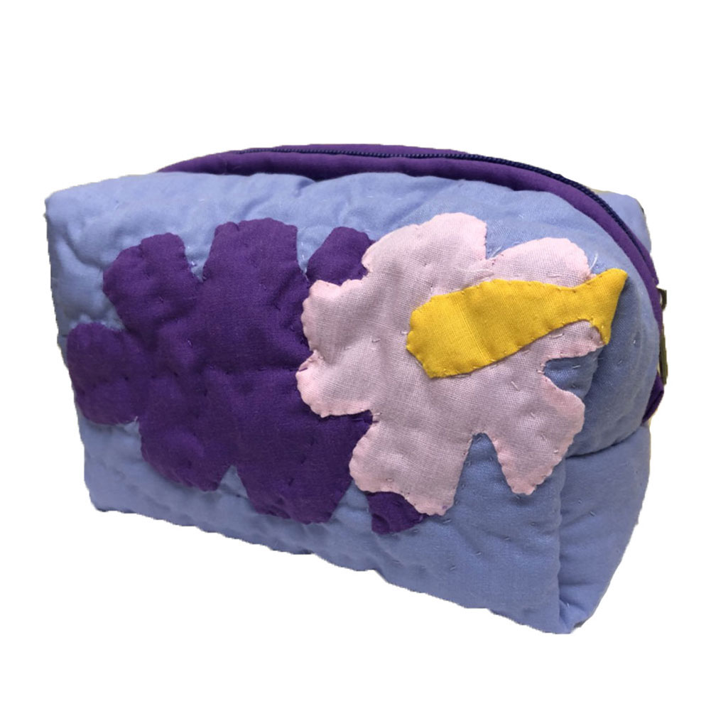 ハワイアンキルト Hawaiian Quilt　キャラメルポーチ ハイビスカス　パープル/小物入れ　化粧ポーチ