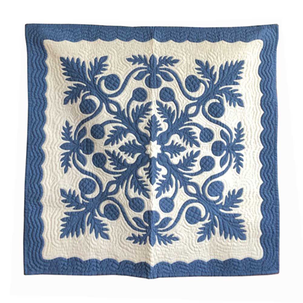 Hawaiian quilt ハワイアンキルトタペストリー パンの木柄　107×107cm/インテリア　壁掛け　マット