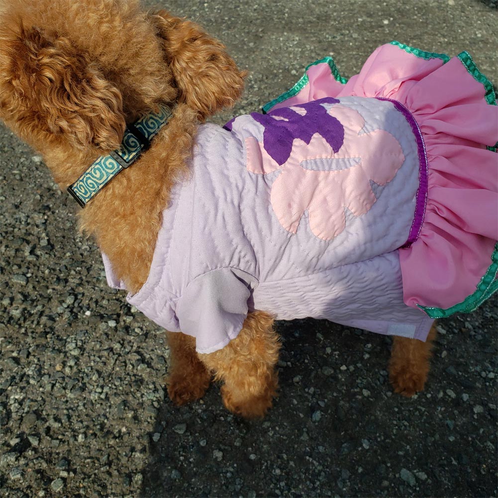 犬服 ハワイアンキルト ドッグウェア パープル パーカー スカート モンステラ ホヌ ペット用品