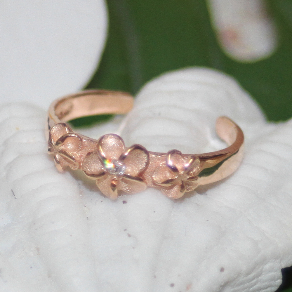 ハワイアンジュエリー トゥリング プルメリア ピンクシルバー