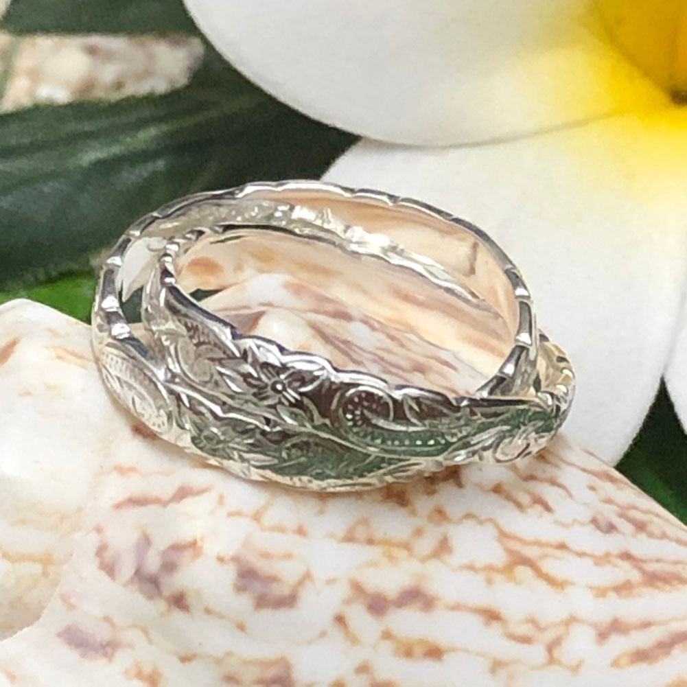 ハワイアンジュエリー リング シルバーリング 3mm 2連カットアウトリング