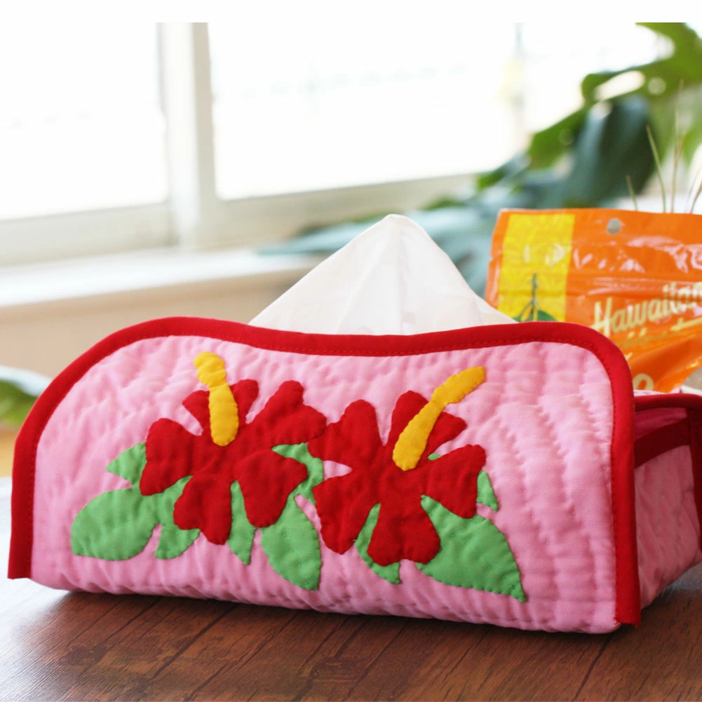 ハワイアンキルト　Hawaiian Quilt　ティッシュボックスカバー ハイビスカス