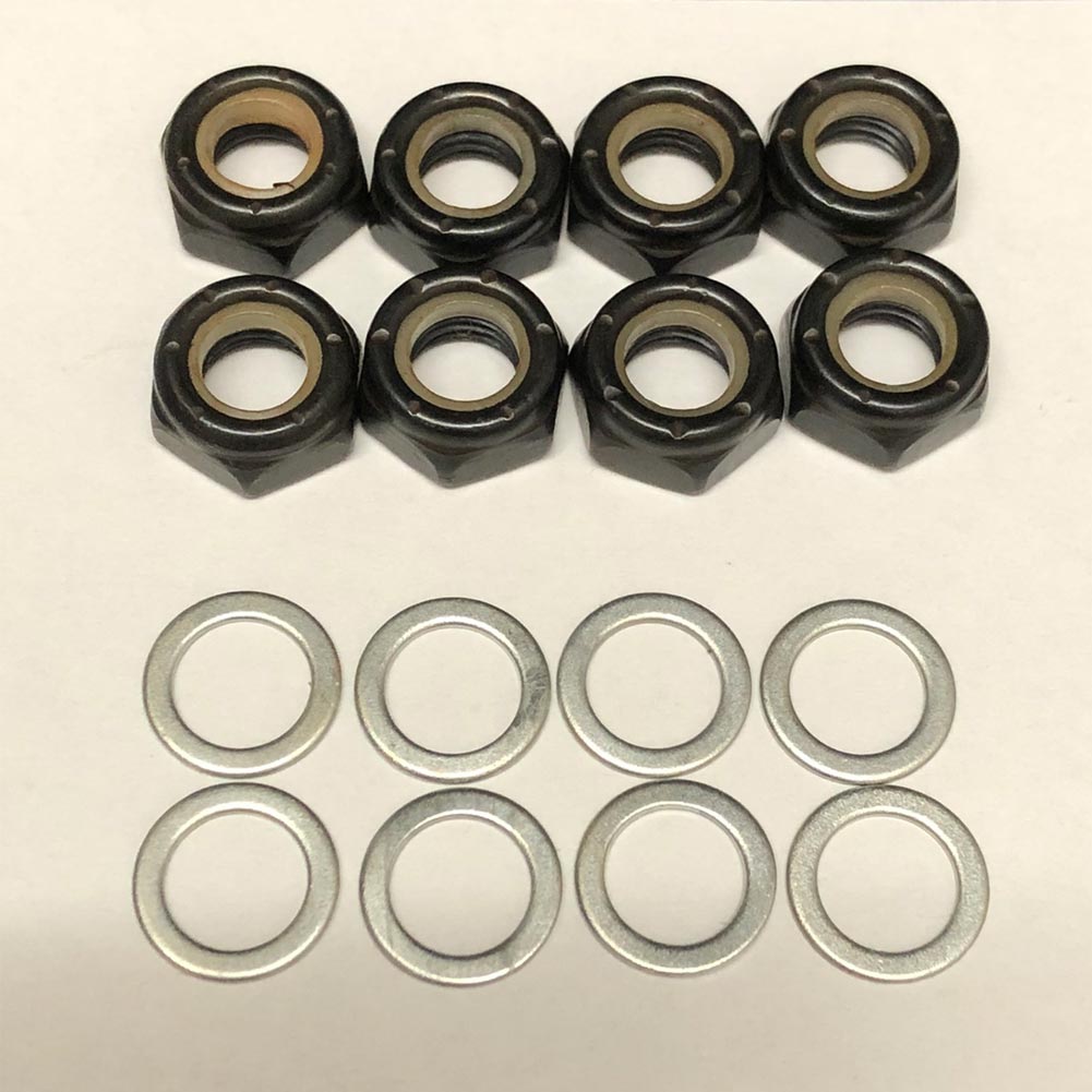 スケートボード用 アクスルナット・ワッシャーセット ナット8個+ワッシャー8個