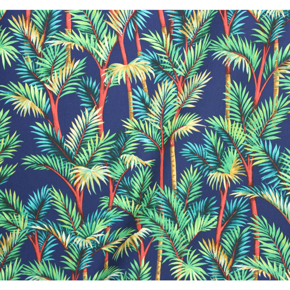 ハワイアン生地 ブルー ヤシ パーム