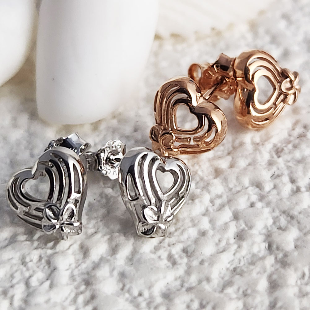 ハワイアンジュエリー ピアス ハート 2カラー キャッチタイプ シルバー925