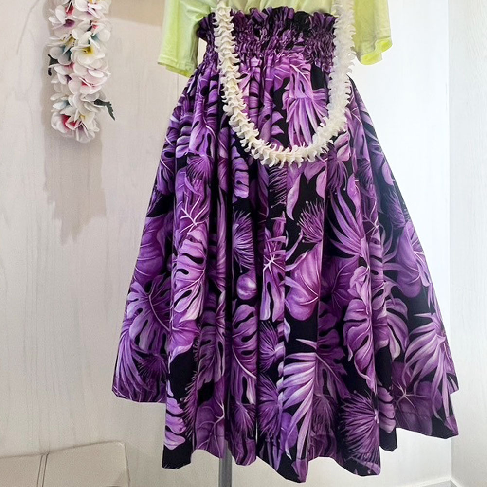 パープル レフア モンステラ リーフ ALOHA FABRICS 3本ゴム 73cm