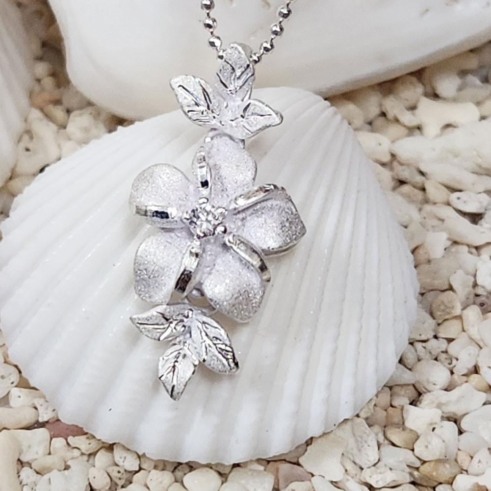 ハワイアンジュエリー プルメリアペンダント ネックレス シルバー チェーン付き