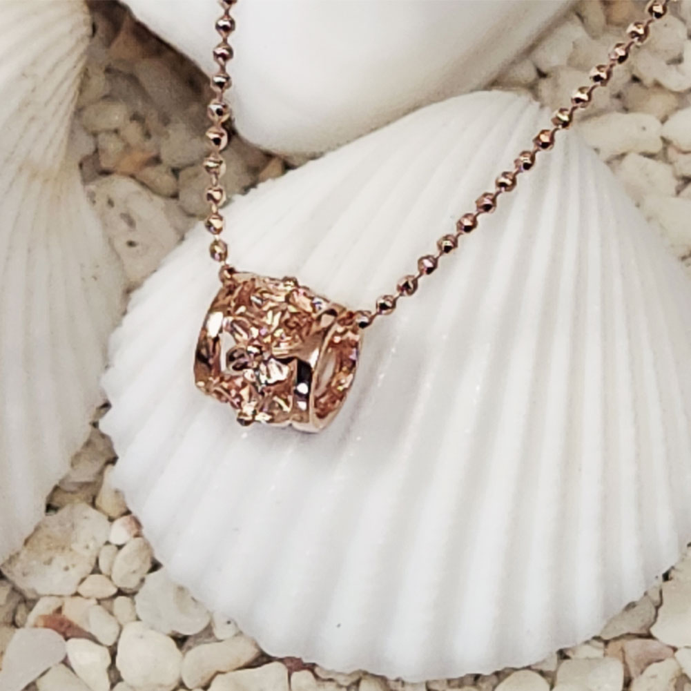 ハワイアンジュエリー プルメリアバレルペンダントネックレス チューブ型 樽型 ネックレス チェーン付き