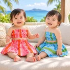 お子様 アロハ　パラカ柄 ツーピース 0-1歳