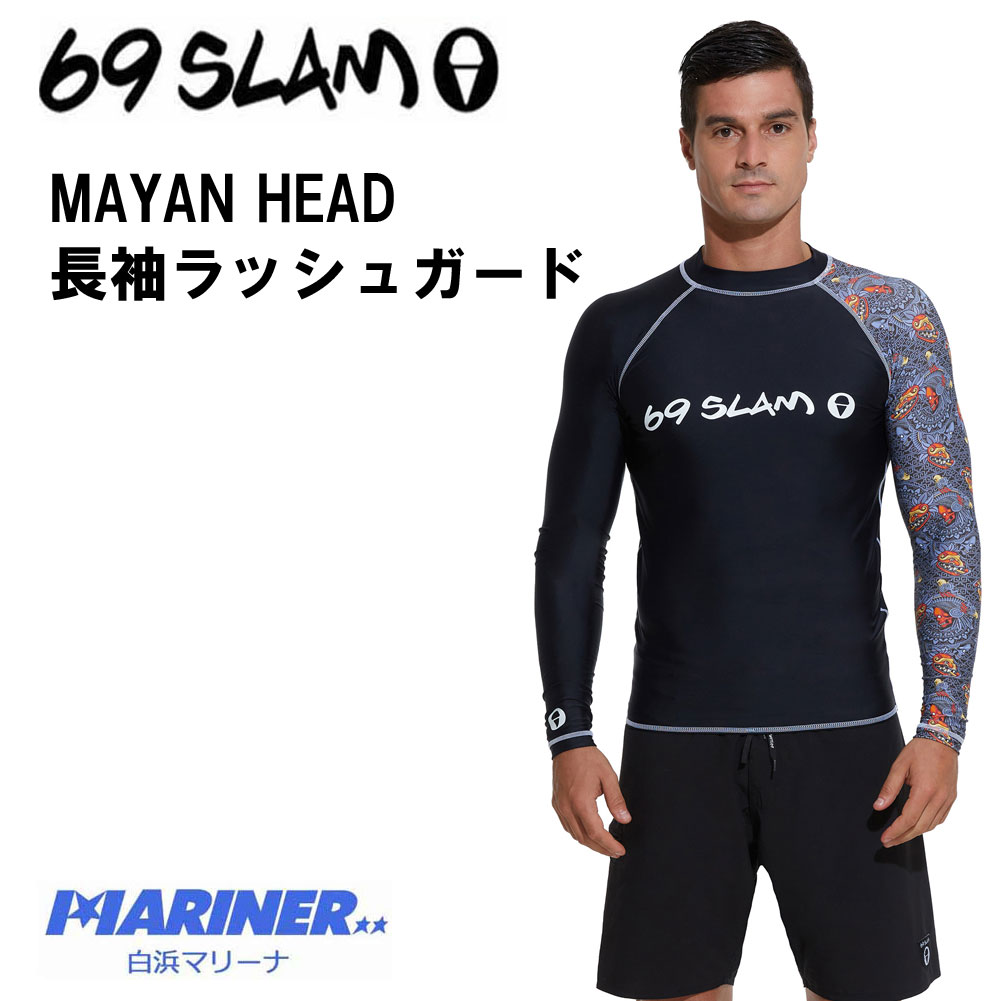 69slam ラッシュガード メンズ MAYAN HEAD ブラック