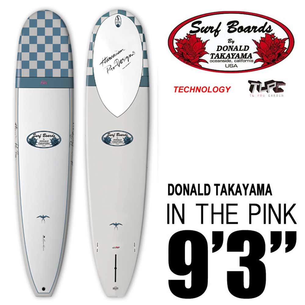 ロングボード SURFTECH HAWAIIAN PRO DESIGNS ドナルドタカヤマ IN THE PINK 9'3"　White/Blue