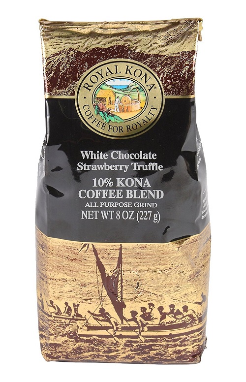 【限定生産】ROYAL KONA Coffee ロイヤルコナコーヒー ホワイトチョコレート ストロベリートリュフ 8oz（227g)