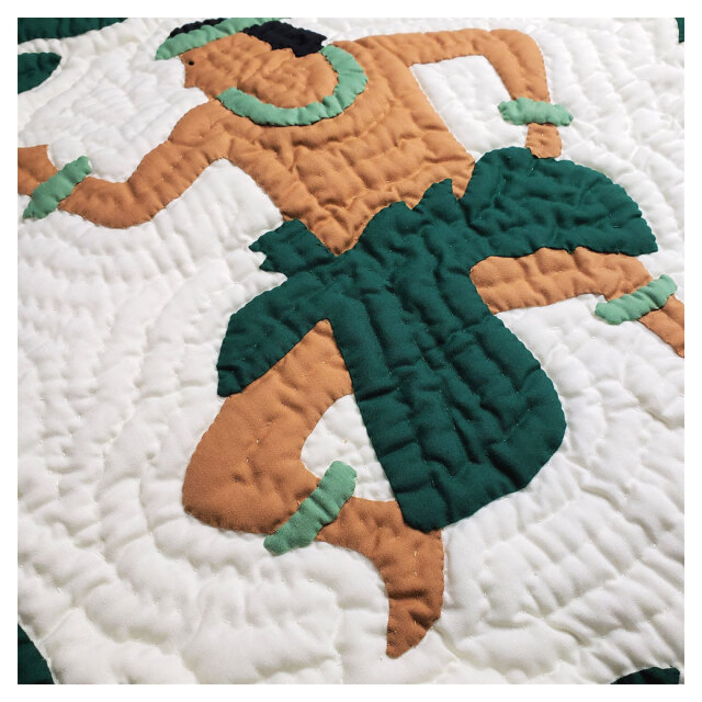 【ハワイアンキルト】クッションカバー45㎝　ハンドメイド ハワイアンキルト クッションカバー 45×45cm ハイビスカス