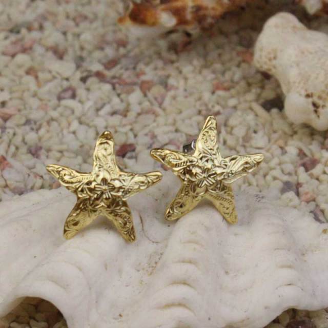 ハワイアンジュエリー　シルバースターフィッシュピアス　イエローシルバー