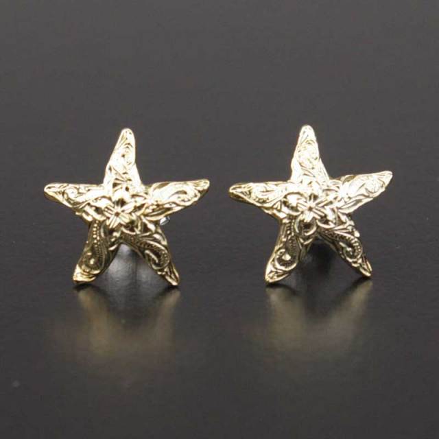 スターフィッシュ & シェル ピアス ハワイ Bella Anela #233 10mm Shell plumeria studs earrings Hawaiianjewelry