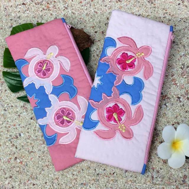 ハワイアンキルト ダブルホヌペンケース ポーチ / Hawaiian Quilt