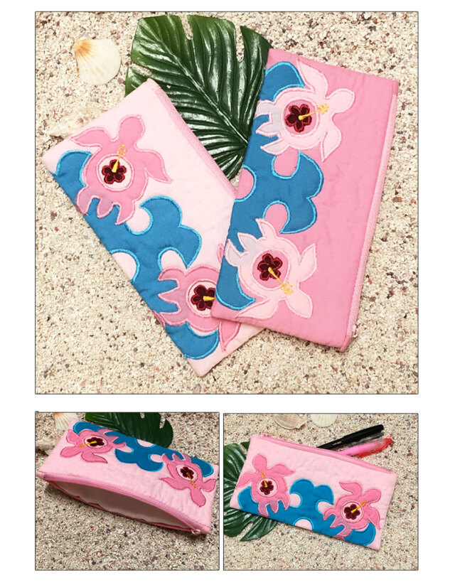 ハワイアンキルト ダブルホヌペンケース ポーチ Hawaiian Quilt