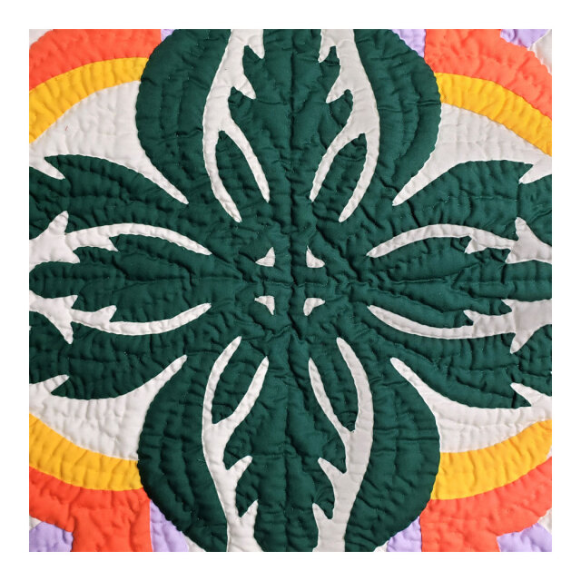 Hawaiian quilt ハワイアンキルト クッションカバー バードオブパラダイス ストレチア ゴクラクチョウカ 46x46cm