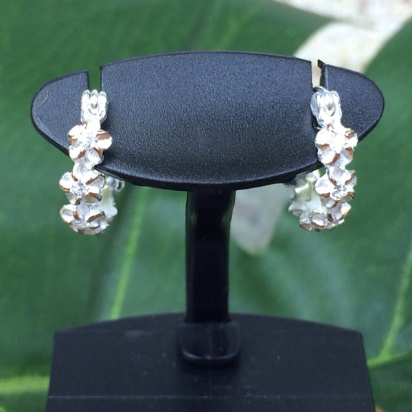 ハワイアンジュエリー　プルメリアリングピアス　シルバー/シルバーピアス ハワインアクセサリー