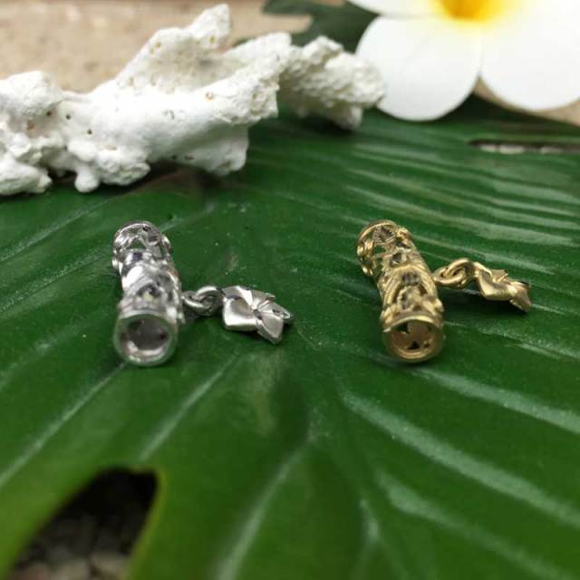 ハワイアンジュエリー  14K チューブ×プルメリアペンダントヘッド/ハワイアンアクセサリー 14金　ゴールド