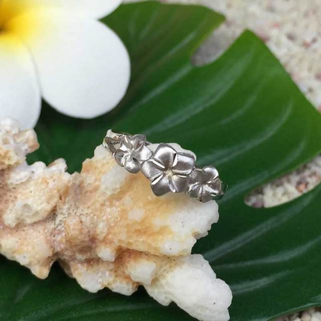 14Kイエローゴールドプルメリア リング ハワイアンジュエリー 14Kイエローゴールドプルメリア リング ハワイアンジュエリー