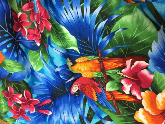 パウスカートシングル大人用 ブルー インコ柄/フラダンス