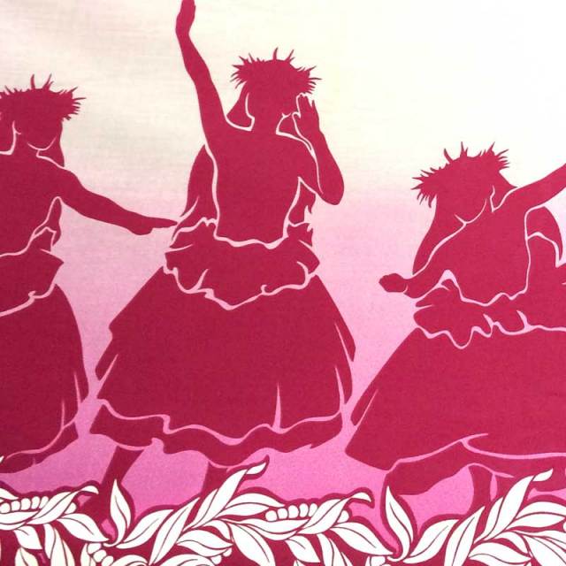 ハワイアン生地 ピンク グラデーション フラガール柄 パウスカート生地 フラダンス