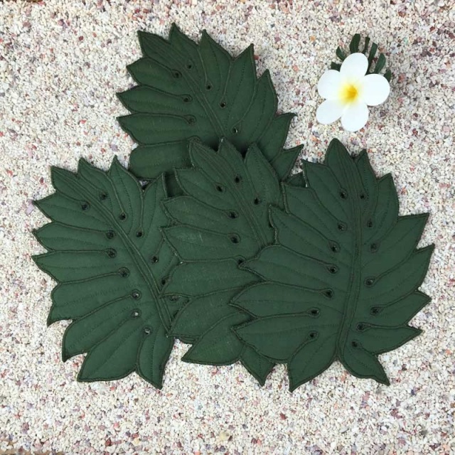 モンステラコースター4枚セット/ハワイアンキルト Hawaiian Quilt