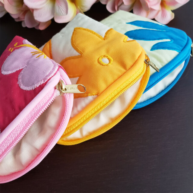 ハワイアンキルト Hawaiian Quilt 花柄コインケース/財布　小銭入れ