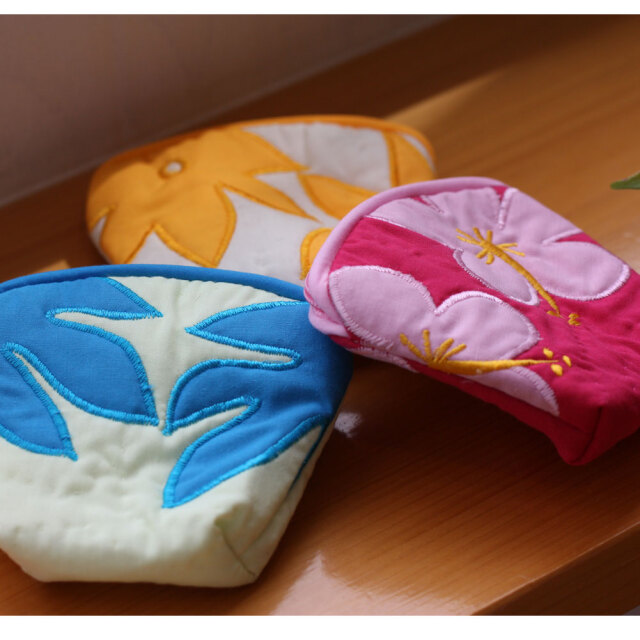 ハワイアンキルト Hawaiian Quilt 花柄コインケース/財布　小銭入れ