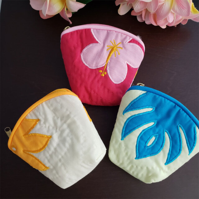 ハワイアンキルト Hawaiian Quilt 花柄コインケース/財布　小銭入れ