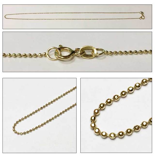 ハワイアンジュエリー 14K 40cm ゴールドチェーン 「カットボールチェーン」/ハワイアンアクセサリー