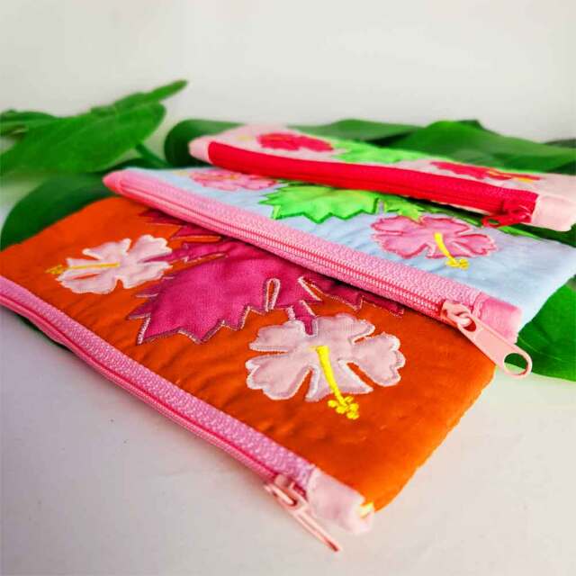 ハワイアンキルト Hawaiian Quilt ハイビスカス ポーチ