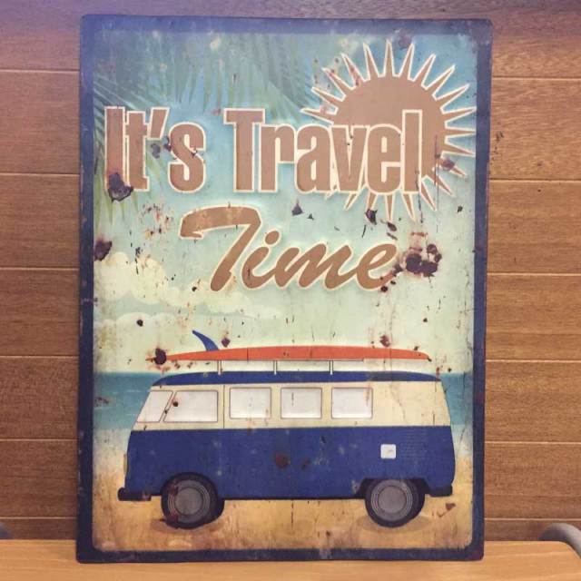 Antique Emboss Plate　レトロ調　レクトエンボスプレート　It's Travel Time