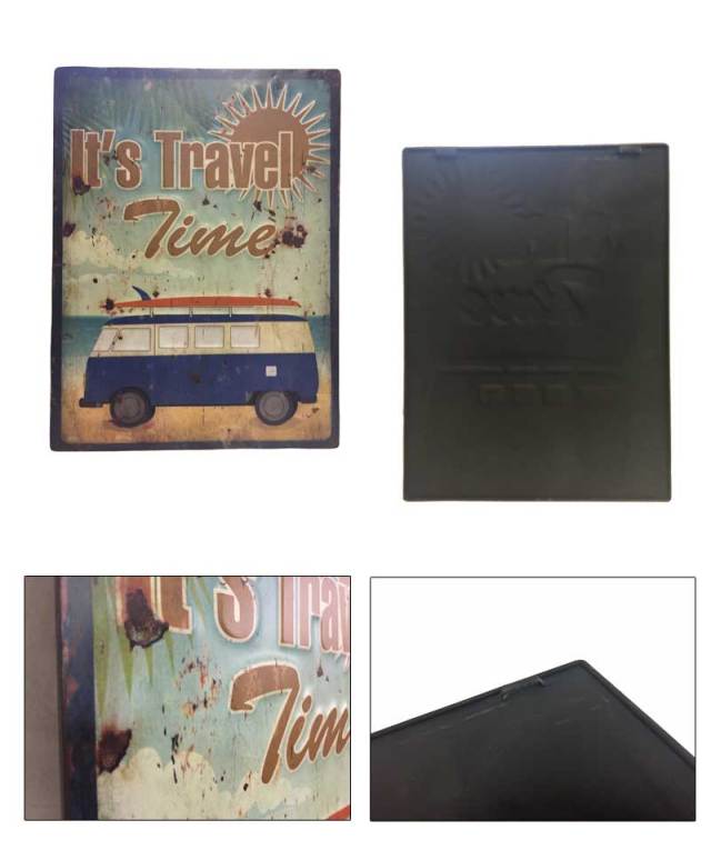 Antique Emboss Plate　レトロ調　レクトエンボスプレート　It's Travel Time