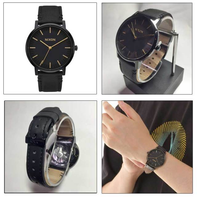 NIXON　腕時計 THE PORTER LEATHER　ALL BLACK GOLD/メンズウォッチ