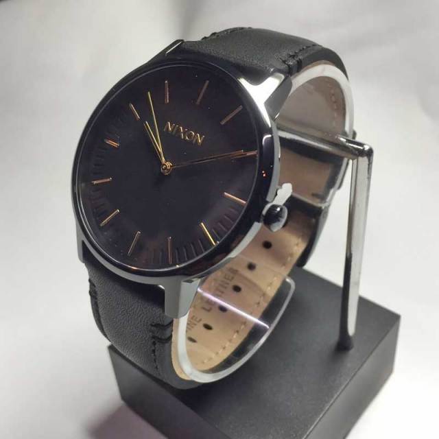 NIXON　腕時計 THE PORTER LEATHER　ALL BLACK GOLD/メンズウォッチ