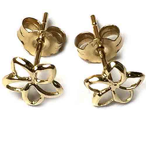ハワイアンジュエリー　14金プルメリアイエローゴールドピアス/ゴールドピアス ハワインアクセサリー