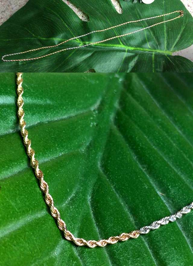 ハワイアン ジュエリー ペンダント チェーン 14K 3色 GOLD ロープ チェーン 45cm