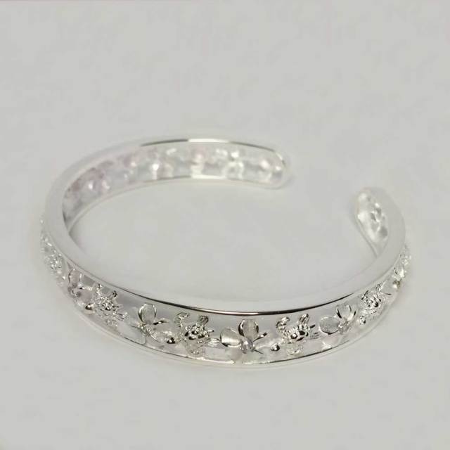 ハワイアンジュエリー シルバー バングル ホヌ×プルメリア /ブレスレット hawaiian jewelry アクセサリー