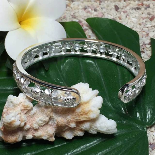 ハワイアンジュエリー シルバー バングル ホヌ×プルメリア /ブレスレット hawaiian jewelry アクセサリー