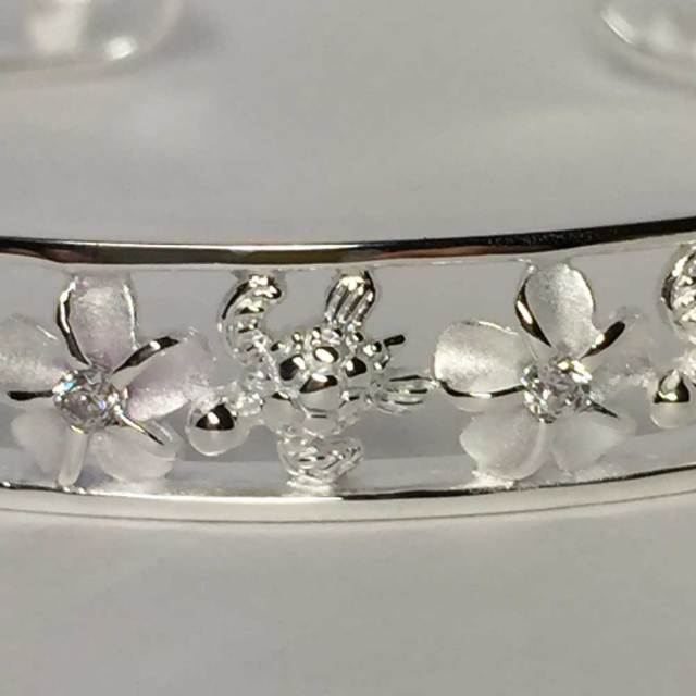 ハワイアンジュエリー シルバー バングル ホヌ×プルメリア /ブレスレット hawaiian jewelry アクセサリー