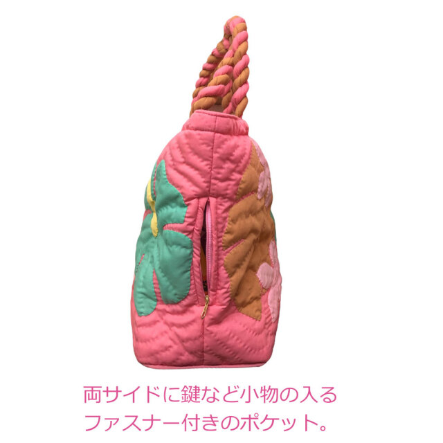 ハワイアンキルト ハンドバッグ ハイビスカス ピンク