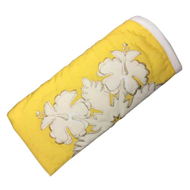 ハワイアンキルト メガネケース ハイビスカス柄 イエロー/ Hawaiian quilt 眼鏡　サングラスケース