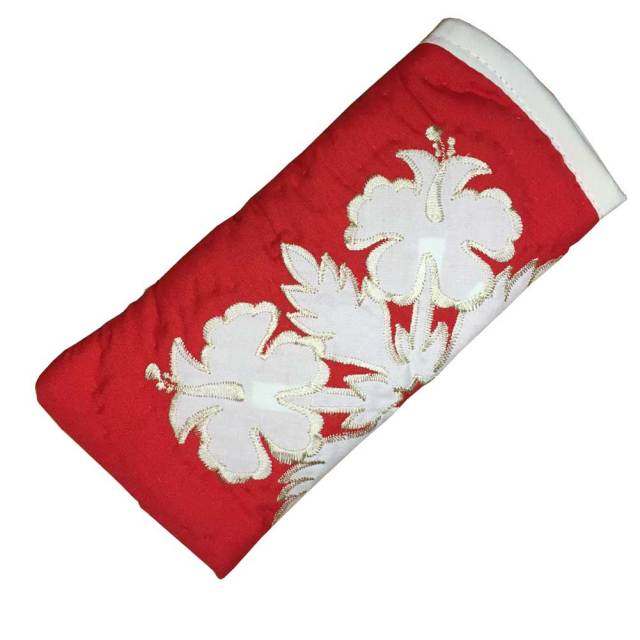 ハワイアンキルト メガネケース ハイビスカス柄 レッド/ Hawaiian quilt 眼鏡　サングラスケース