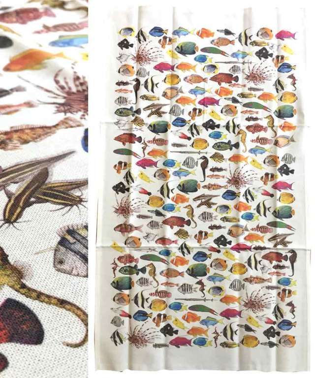 cicada ティータオル 手ぬぐい 魚 テーブルクロス Russel Wills