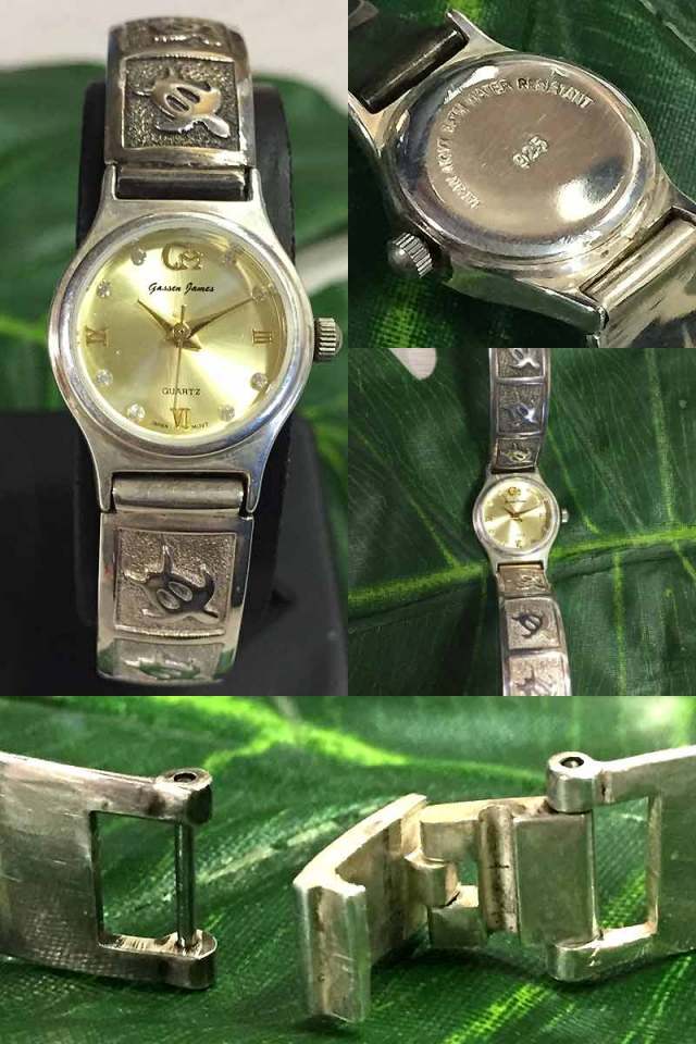 ハワイアンジュエリー撥水腕時計シルバーブレスウォッチHawaiianjewely