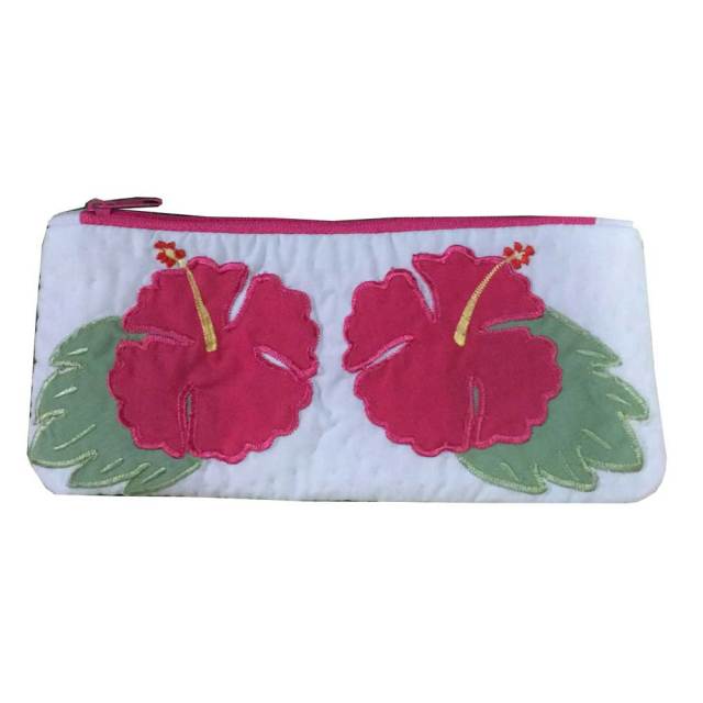 ハワイアンキルト Hawaiian Quilt ハイビスカス柄ペンケース　/筆入れ　小物入れ　ポーチ　レディースバッグ　ハワイアン雑貨