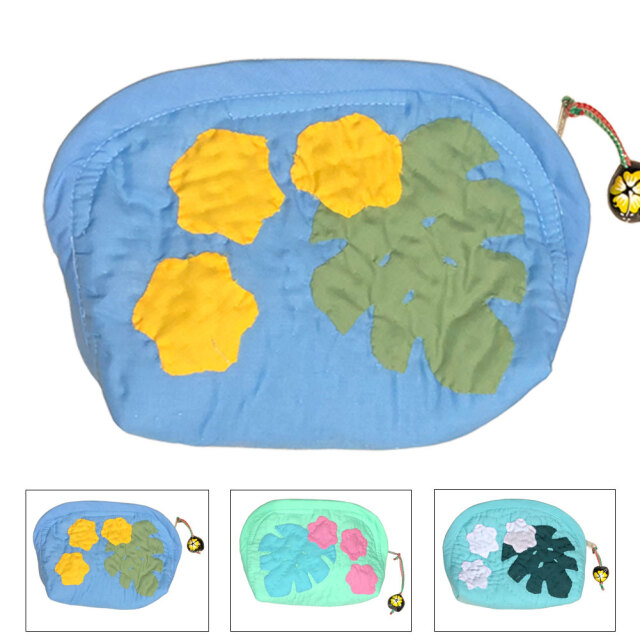 ハワイアンキルト Hawaiian Quilt モンステラ ククイ付きポーチ
